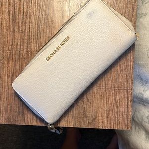 Michael Kors beige wallet with wristband